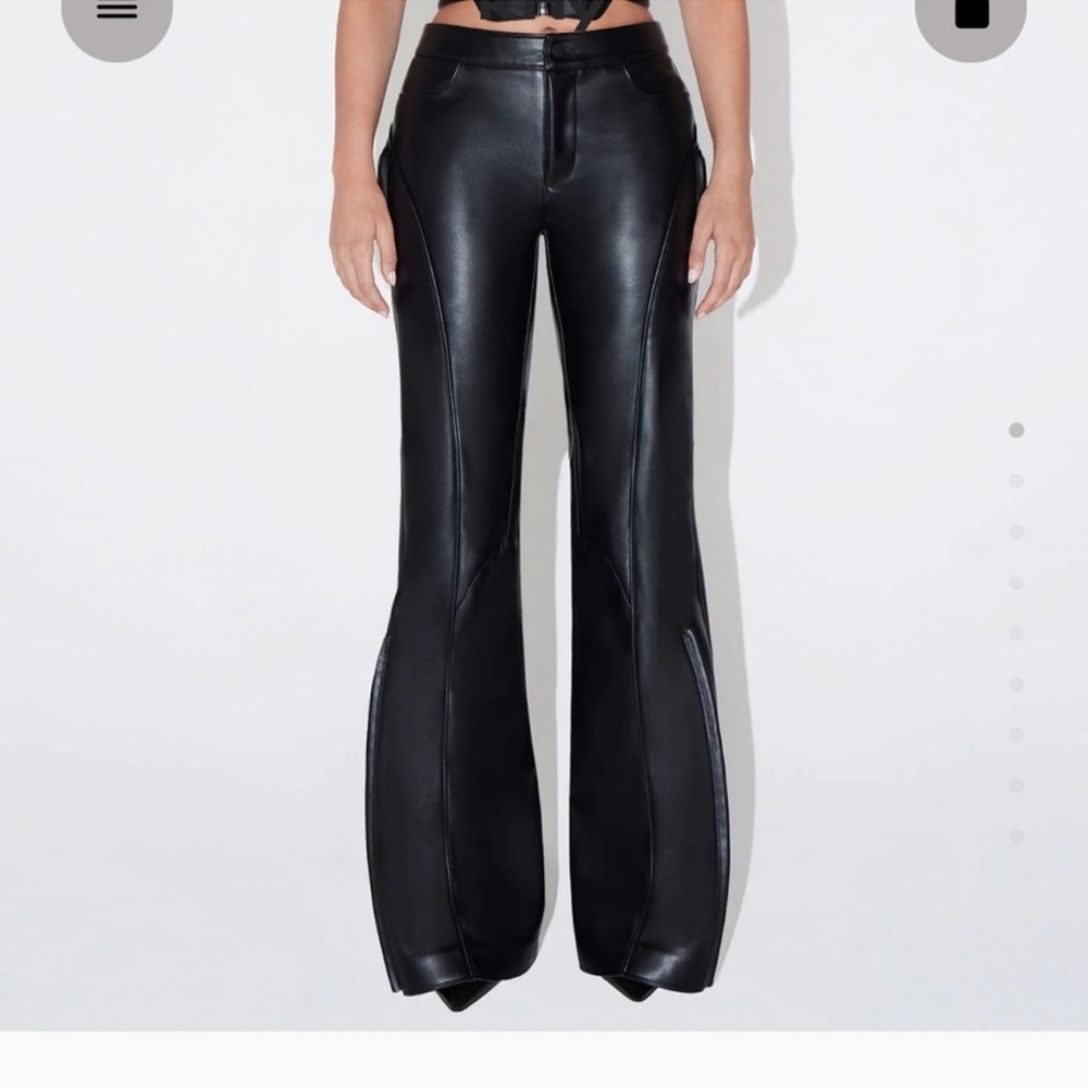 KHY leather flare pants